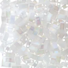 Miyuki&reg; Half Tila&reg; 5mm 2-Hole Glass Seed Beads Pearl White Opaque