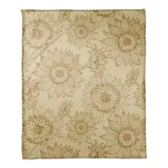Large Sunflower Head Coral Fleece Blanket Gold/Yellow