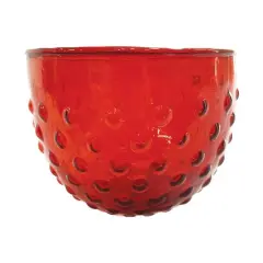 Hello Honey&reg; 4" Red Glass Hobnail Bowl & Votive Holder