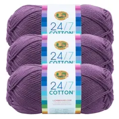 3 Pack Lion Brand&reg; 24/7 Cotton&reg; Yarn Purple