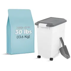 Iris&reg; 30 lbs. Airtight Pet Food Container with Scoop, Gray
