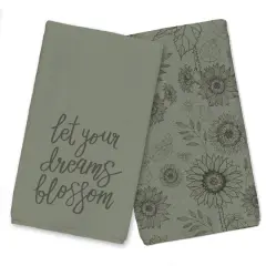 Let Your Dreams Blossom Tea Towel Set Green