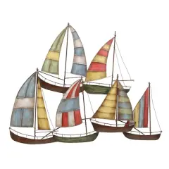 Multicolor Sailboat Metal Coastal Wall Accent