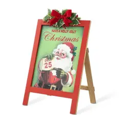 Glitzhome&reg; 23.75" Wooden "Have a Holly Jolly Christmas" Easel Porch D&eacute;cor