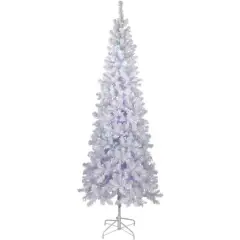 7.5ft. Pre-Lit White Winston Pine Pencil Artificial Christmas Tree, Multi LED Lights