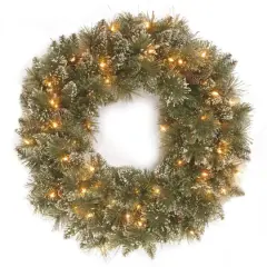 24" Glittery Bristle&reg; LED Pine Wreath