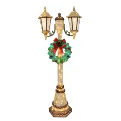 6ft. Pre-Lit Gold And Green Lamp Post With Twinkling Lights