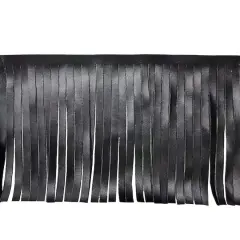 4" Faux Leather Fringe Trim by Celebrate It&reg; Black