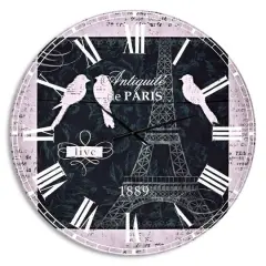 Designart 'Paris Vintage Collage Ii Traditional Wall Clock