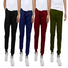 Galaxy by Harvic Men's Fleece-Lined Jogger Sweatpants 4 Pack Black/Navy/Burgundy/Olive
