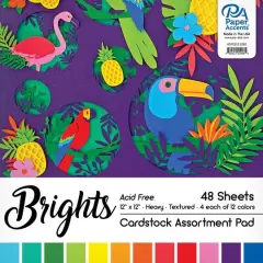 PA Paper&trade; Accents Brights Heavyweight 12" x 12" Cardstock Paper, 48 Sheets