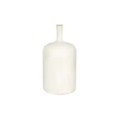 Hello Honey&reg; 9.5" Cream Stoneware Vase with Green Undertones & Reactive Glaze Finish