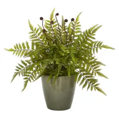 20" Fern in Olive Green Planter