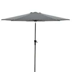9ft. Solar Lighted Outdoor Patio Market Umbrella Gray