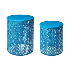Glitzhome&reg; Multi-Functional Metal Accent Table Set Blue
