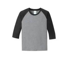 Port & Company Youth Raglan Tee Athletic Heather/Jet Black