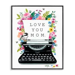 Stupell Industries Love You Mom Typewriter Framed Giclee Art Black