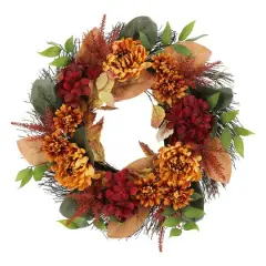 22" Burgundy Hydrangea & Dahlia Wreath by Ashland&reg;