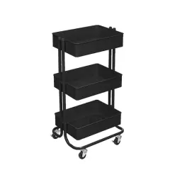 Lexington 3-Tier Rolling Cart by Simply Tidy&reg; Matte Black
