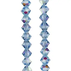 Preciosa Glass Crystal Bicone Beads, 4mm by Bead Landing&trade; Light Sapphire AB