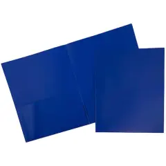 JAM Paper 9.5" x 11.5" Plastic 2 Pocket School POP Folders, 6ct. Blue