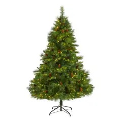 6.5ft. Pre-Lit West Virginia Mixed Pine Artificial Christmas Tree, Clear LED Lights