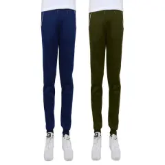 Galaxy by Harvic Men's Fleece-Lined Jogger Sweatpants With Zipper Pockets 2 Pack Navy and Olive