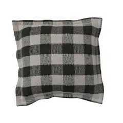 Hello Honey&reg; 18" Hunter Green Check with Flanged Edge Woven Recycled Cotton Pillow