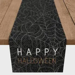 Happy Halloween Spider Webs 16" x 90" Cotton Twill Runner