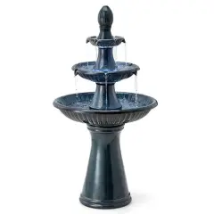 Glitzhome&reg; 45" 3-Tier Ceramic Outdoor Fountain Turquoise