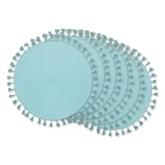 DII&reg; Tassel Fringe Woven Round Placemats, 6ct. Aqua