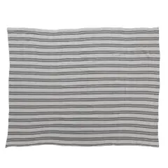 Hello Honey&reg; 60" Cream & Charcoal Plaid Cotton Two-Sided Double Cloth Tablecloth