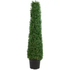 4ft. Pre-Lit Artificial Boxwood Cone Topiary Tree with Pot, Clear Lights