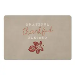 Grateful Thankful Blessed Leaf Floor Mat