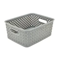 Simplify 10" Small Wicker Storage Bin Gray