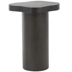23" Black Pedestal Side End Accent Table with Rounded Square Top