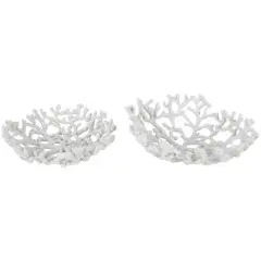 Coastal Coral Textured Decorative Bowl Set White