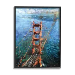 Stupell Industries Golden Gate Bridge Contemporary Abstract Wall Art in Black Frame