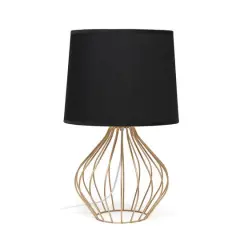 Simple Designs 19.7" Geometrically Wired Table Lamp Copper with Black Shade