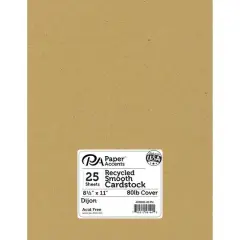 PA Paper&trade; Accents 8.5" x 11" Recycled Smooth Cardstock, 25 Sheets Dijon