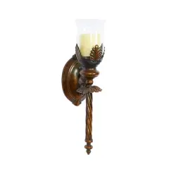 18'' Brown Glass Traditional Candle Wall Sconce