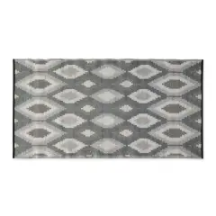 Black and Gray Ikat Outdoor Floor Runner 3ft. x 6ft.
