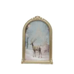 20" Snowy Reindeer & Cart with Gold Frame Wall D&eacute;cor by Ashland&reg;