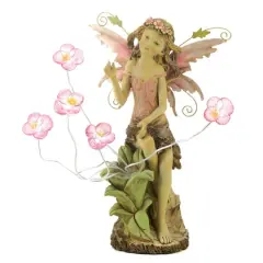18" Peony Fairy Solar Statue