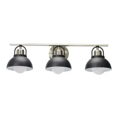 Hello Honey&reg; Robert Stevenson Lighting Walsh Matte Black & Brushed Nickel Metal 3-Light Vanity Light