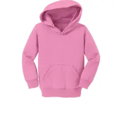 Port & Company&reg; Core Fleece Pullover Hooded Toddler Sweatshirt Candy Pink