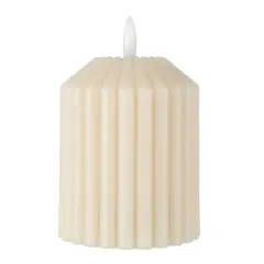 4" Ribbed Wax LED Pillar Candle by Ashland&reg; Ivory
