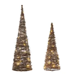 Glitzhome&reg; Pre-Lit Rattan Christmas Table Tree D&eacute;cor Set