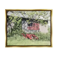 Stupell Industries Americana Lush Country Greenery Floater Framed Art Gold
