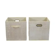 2 Pack Household Essentials 13" Fabric Storage Bins Tan Mix
